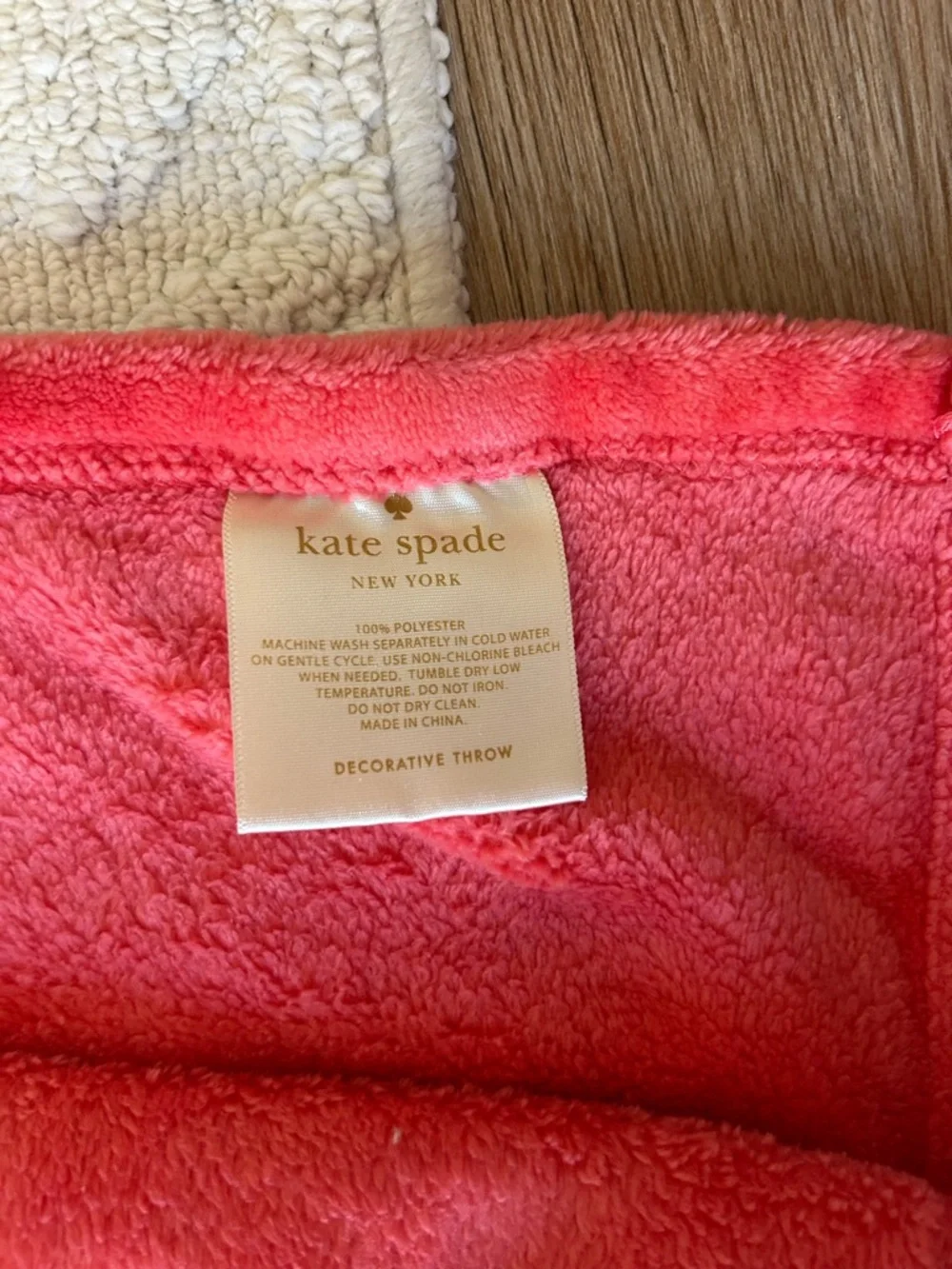 kate spade Coral Pink Plush Decorative Throw